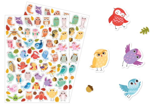 Foam Stickers "Gentle Owls" - 2 Sheets - 1 - Animal Stickers - 10doigts.com - Des gommettes animaux pour créer et apprendre dès la maternelle - 10doigts.fr