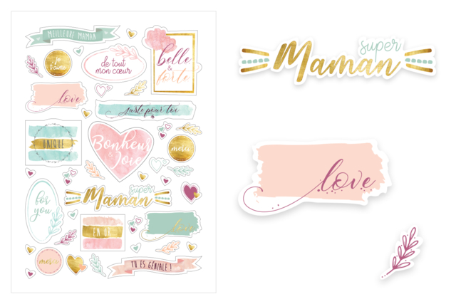 Stickers "Gold Mom" - 20 pcs - 1 - Stickers Father's Day - 10doigts.com - Gommettes Fête des parents : personnaliser vos cadeaux avec amour - 10doigts.fr