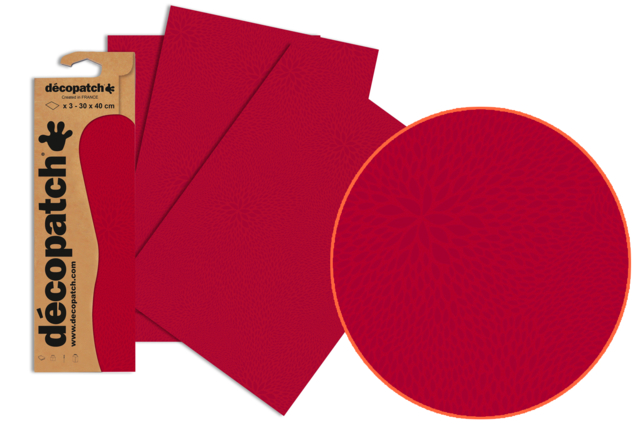 Red Decopatch Paper - 3 Sheets No. 0724 - 4 - Decopatch Papers - 10doigts.com - Papiers Décopatch - 10doigts.fr