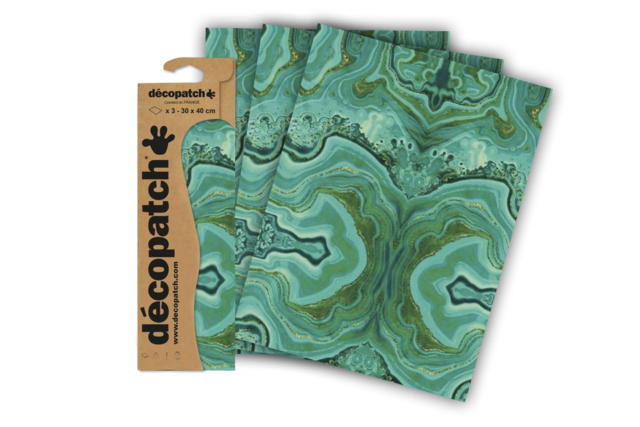 Green Marble Decopatch Paper - 3 Sheets No. 863 - 2 - Varnish-Collage - Arts and Crafts - 10doigts.com - Vernis-Collage - Arts plastiques - 10doigts.fr