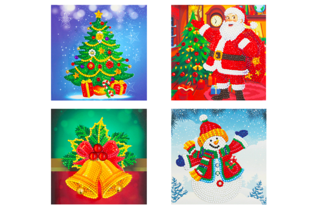 Set de 4 cartas diamantes Noël - Cartes de voeux - 10doigts.fr