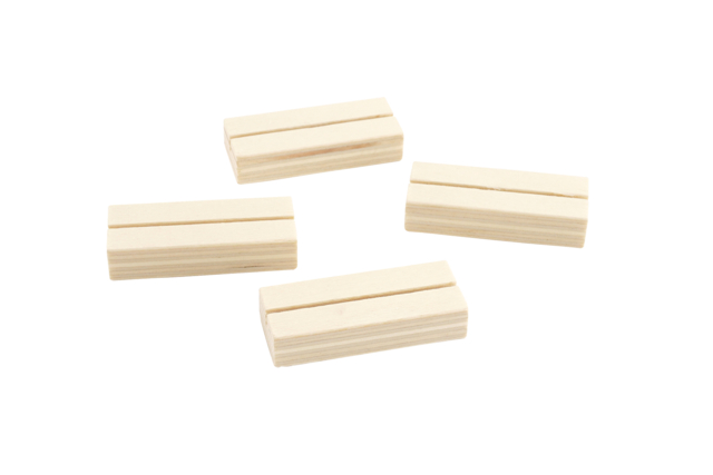 Set de 4 rotuladores de lugar (o porta fotos) de madera con ranura - Cadres photo en bois à décorer - 10doigts.fr