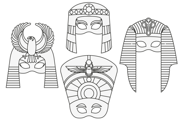 Egyptian Coloring Masks - 4 Pieces - 5 - Coloring Masks - 10doigts.com - Masques à colorier pour enfants - 10doigts.fr