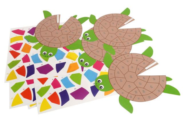 Set de 4 tortugas 3D + gomets - Kits créatifs avec gommettes : le plein d’idées pour les petits artistes - 10doigts.fr