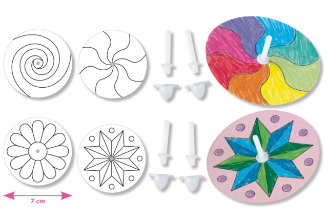 Coloring Spinners - 4 Pieces - 1 - Coloring Shapes and Drawings - 10doigts.com - Coloriage - 10doigts.fr