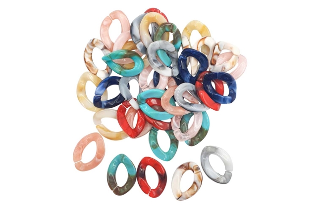 Juego de 40 cuentas eslabonadas veteadas  - Perles Acrylique - 10doigts.fr