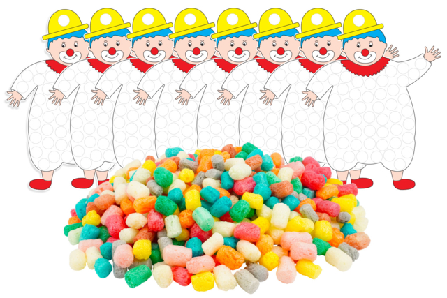 Set de 6 tarjetas payaso + 500 copos de maíz - Activités manuelles avec des flocons de maïs : une matière naturelle et ludique - 10doigts.fr