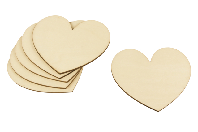 Wooden Hearts 10 cm - 6 Pieces - 1 - Wooden Shapes - 10doigts.com - Formes en bois à décorer - 10doigts.fr