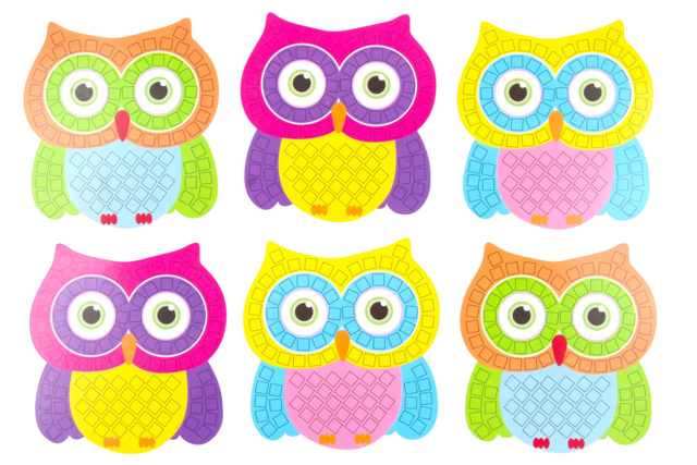 Decorate Your Own Owls with Mosaics - 3 - Paper and Foam Mosaics - 10doigts.com - Mosaïques papier, mousse - 10doigts.fr