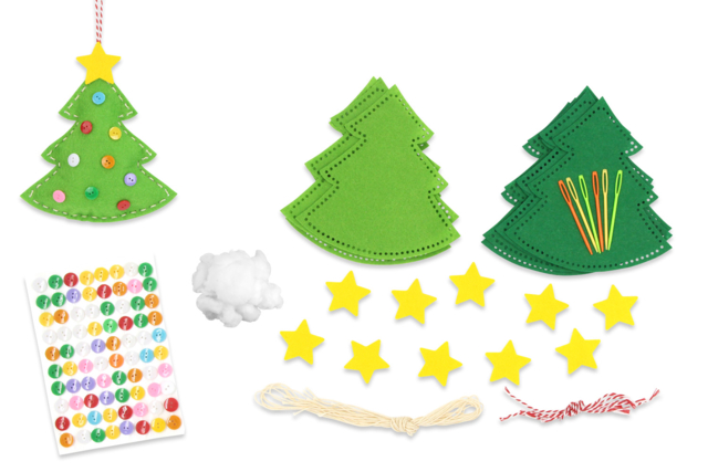 Felt Christmas Tree Ornaments Kit - 6 Pieces - 2 - Felt Kits - 10doigts.com - Kits en feutrine - 10doigts.fr