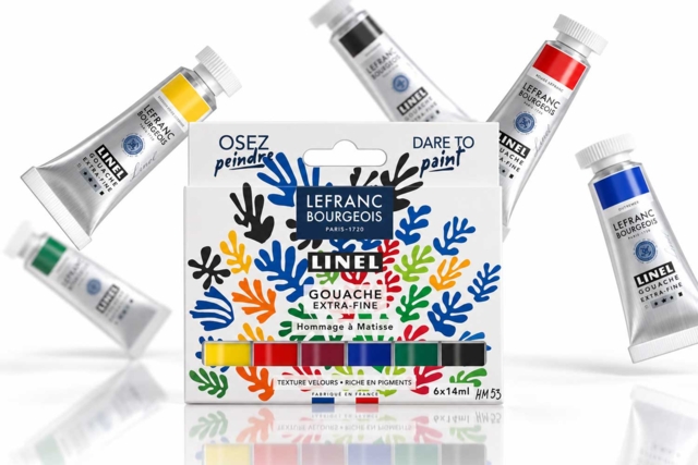 Set of 6 Linel gouache tubes "Tribute to Matisse", 6 x 14 ml - Gouache fine artiste : des couleurs opaques et lumineuses - 10doigts.fr