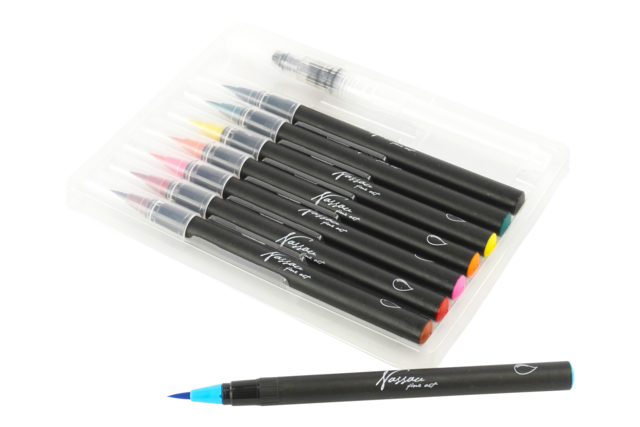 Juego de 8 rotuladores acuarelables + 1 pincel reservable - Feutres fantaisie : paillettes, effets magiques et couleurs métallisées - 10doigts.fr