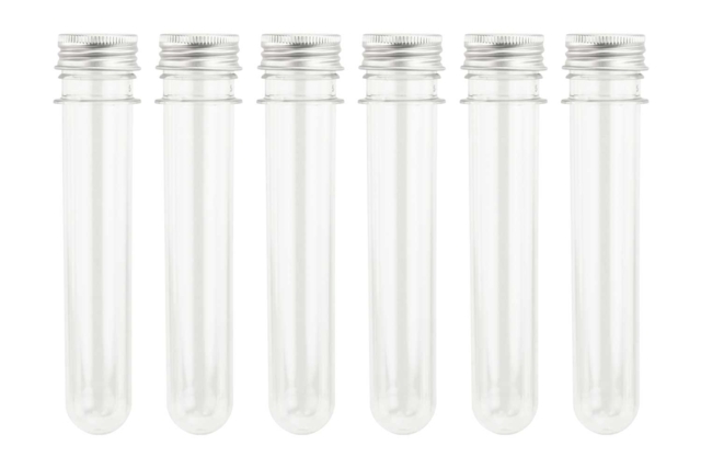 Plastic Tubes with Cap - 6 Pieces - 1 - Transparent Plastic - 10doigts.com - Plastique Transparent - 10doigts.fr