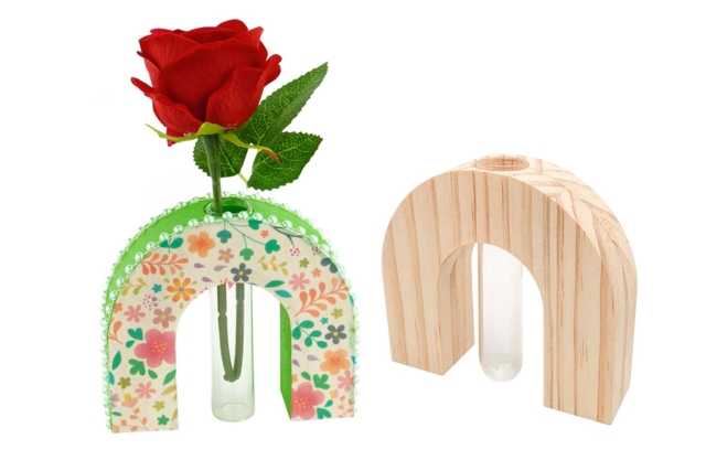 Single Flower Holder and Wooden Base - 1 - Vases and Soliflores to Decorate - 10doigts.com - Vases et soliflores à décorer - 10doigts.fr
