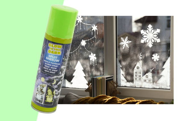 Glow-in-the-Dark Snow Spray - 150 ml - 1 - Christmas Window Decorations - 10doigts.com - Décors de fenêtres de Noël - 10doigts.fr
