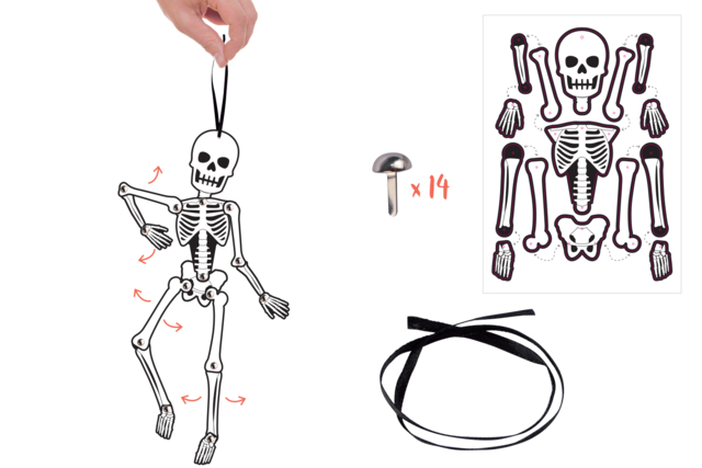 Mobile articulated skeleton - 2 - Halloween Craft Kits - 10doigts.com - Kits créatifs Halloween - 10doigts.fr