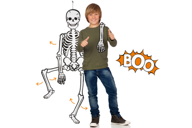 Esqueleto gigante fluorescente de noche y articulado - Kits créatifs Halloween - 10doigts.fr