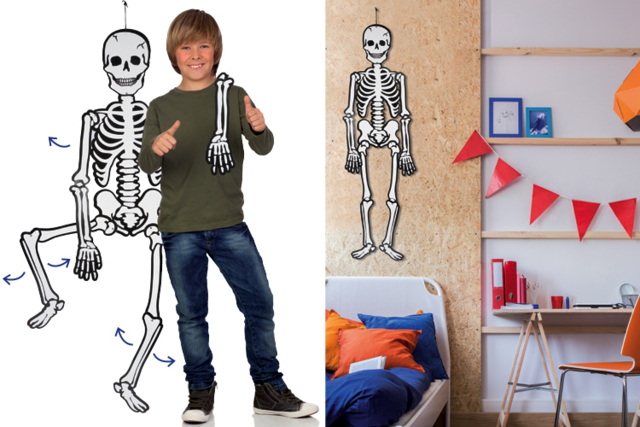 Esqueleto gigante fluorescente de noche y articulado - Kits créatifs Halloween - 10doigts.fr