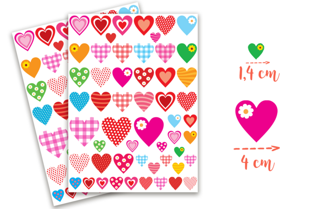 Fancy Heart Stickers - 216 pcs - 3 - Heart Stickers - 10doigts.com - Gommettes cœur : des cœurs adhésifs pour vos activités créatives - 10doigts.fr