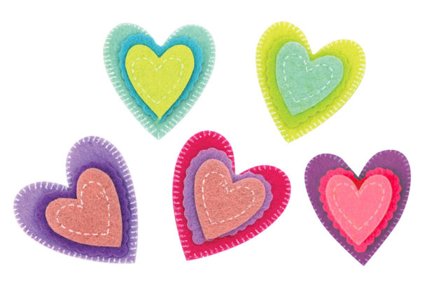 Adhesive Felt Hearts - 10 pcs - 1 - Felt Stickers - 10doigts.com - Stickers en feutrine : du relief et de la texture dans vos créations - 10doigts.fr