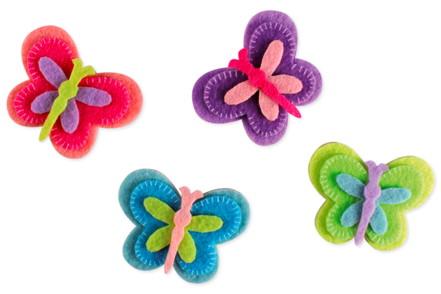 Foam Stickers - Butterflies - 8 pcs - 1 - Felt Stickers - 10doigts.com - Stickers en feutrine : du relief et de la texture dans vos créations - 10doigts.fr