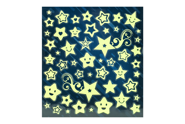 Glow-in-the-Dark Star Stickers - 50 Pieces - 1 - Phosphorescent Stickers - 10doigts.com - Gommettes phosphorescentes : faites briller vos créations dans l'obscurité - 10doigts.fr