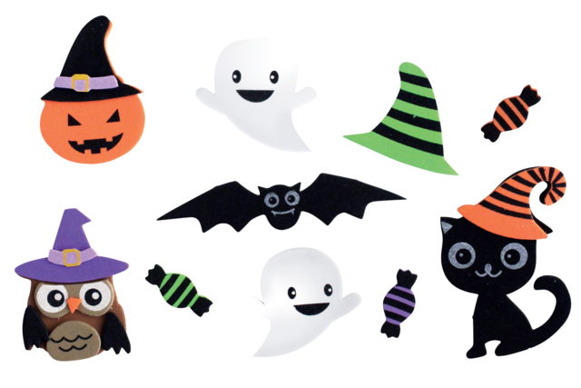 3D Foam Halloween Stickers - 10 pcs - 1 - Halloween Stickers - 10doigts.com - Gommettes Halloween - 10doigts.fr