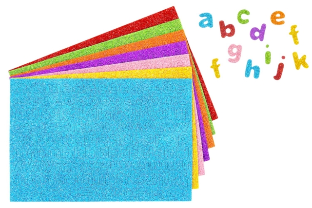 Glitter Foam Letter Stickers - 7 Colors - 1 - Alphabet Stickers, Messages - 10doigts.com - Gommettes Alphabet, messages - 10doigts.fr