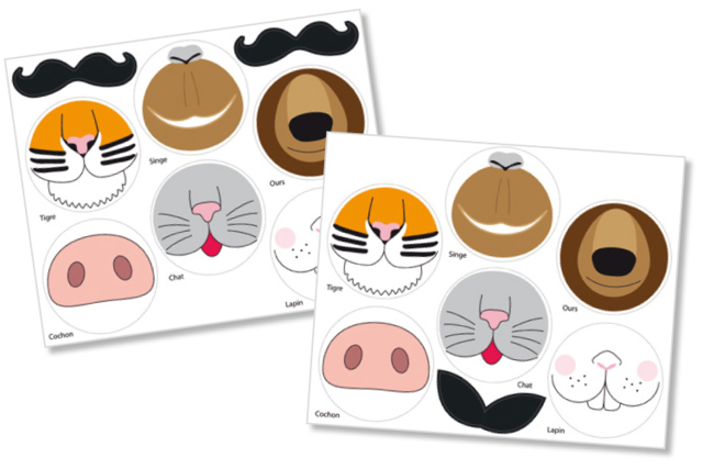 Animal Face Stickers - 12 Stickers - 1 - Clearance sale, End of Stock - 10doigts.com - DESTOCKAGE, Fin de série - 10doigts.fr