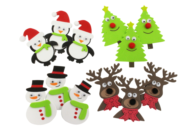 Soft Rubber Christmas Stickers - 12 pcs - 1 - Foam Stickers - 10doigts.com - Stickers mousse : donnez du volume à vos créations - 10doigts.fr