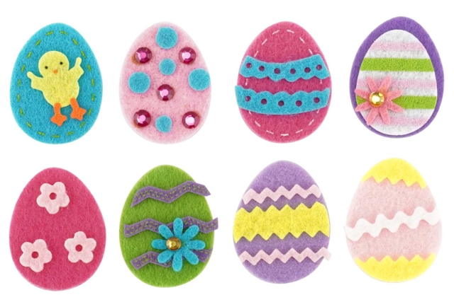 Felt Egg Stickers - 24 pcs - 1 - Easter Stickers - 10doigts.com - Gommettes Pâques - 10doigts.fr