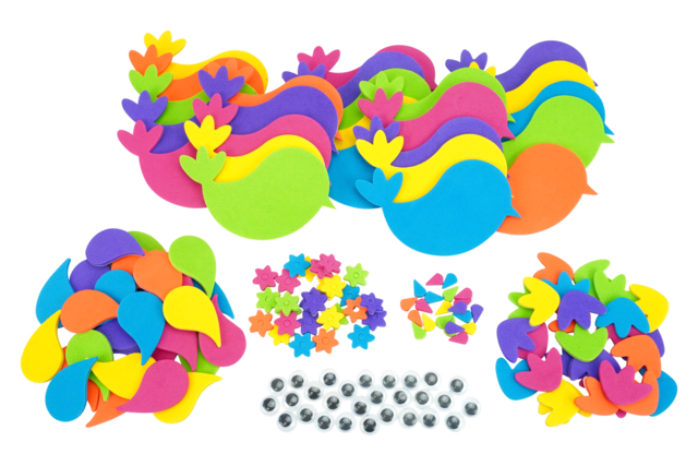 pegatinas pájaros de goma suave - Stickers mousse : donnez du volume à vos créations - 10doigts.fr