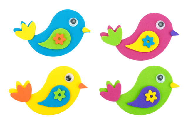 pegatinas pájaros espuma niño - Stickers mousse : donnez du volume à vos créations - 10doigts.fr