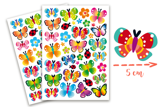 Butterfly Stickers - 74 pcs - 1 - Animal Stickers - 10doigts.com - Des gommettes animaux pour créer et apprendre dès la maternelle - 10doigts.fr
