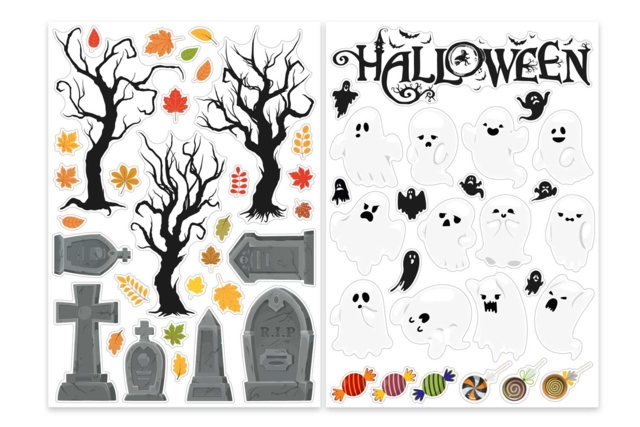 pegatinas tumbas fantasmas - Kits créatifs Halloween - 10doigts.fr