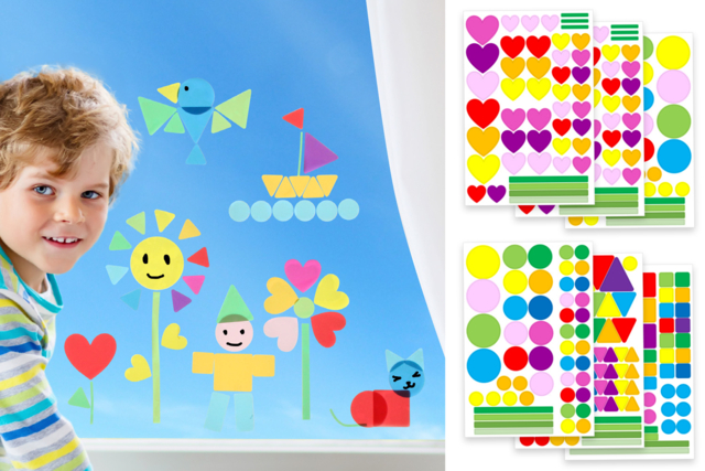 Static Window Stickers - Approximately 300 pcs - 1 - Assorted Shapes Stickers - 10doigts.com - Gommettes formes assorties : un univers pour créer sans limite - 10doigts.fr