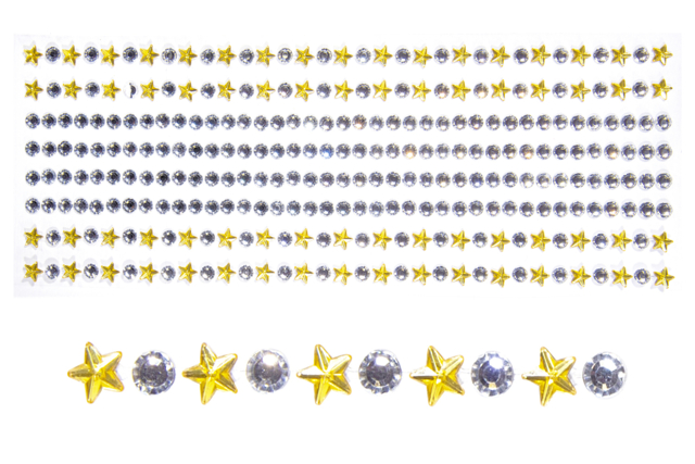 Adhesive Rhinestones Gold and Silver - 8 Strips - 1 - Sticker rhinestones - 10doigts.com - Strass autocollants - 10doigts.fr