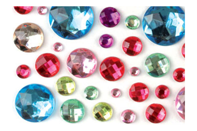 Round Sticky Rhinestones, Multicolor - 106 pcs - 2 - Rhinestones - 10doigts.com - Strass : apportez de l'éclat à toutes vos créations - 10doigts.fr