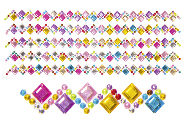 Adhesive Rhinestones "Multicolored Squares" - 5 Strips - 1 - Sticker rhinestones - 10doigts.com - Strass autocollants - 10doigts.fr