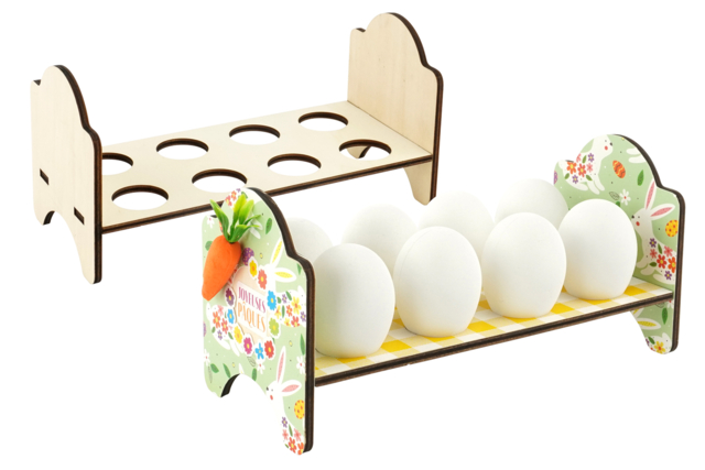Wooden Stand for 8 Eggs - 1 - Easter Decor Supports - 10doigts.com - Supports de Pâques à décorer - 10doigts.fr