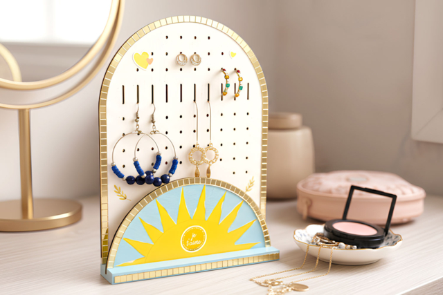 Wooden Earring Display Stand - 2 - Jewelry Boxes and Holders - 10doigts.com - Boîtes et supports à bijoux : l'écrin de vos créations - 10doigts.fr