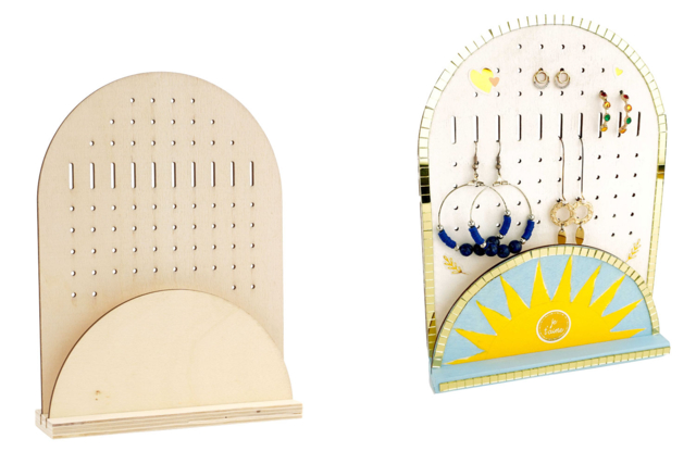 Wooden Earring Display Stand - 1 - Jewelry Boxes and Holders - 10doigts.com - Boîtes et supports à bijoux : l'écrin de vos créations - 10doigts.fr