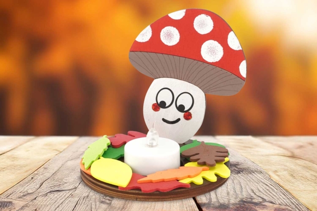 Mushroom Candle Holders to Assemble - 4 Pieces - 2 - Candle Holders and Lanterns - 10doigts.com - Bougeoirs et photophores à décorer - 10doigts.fr