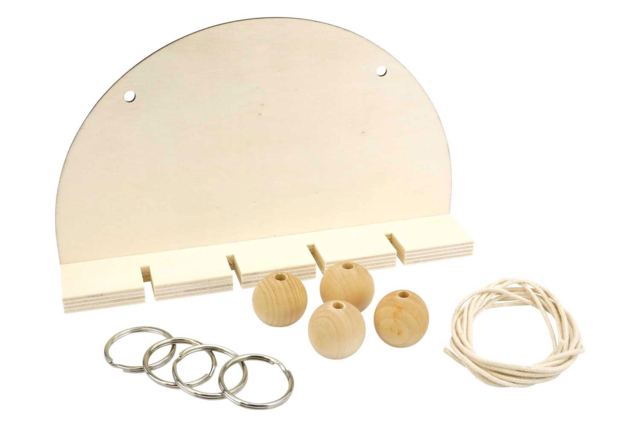 Round Wall Holder + 4 Keychains - 2 - Wooden Objects for the Home - 10doigts.com - Objets en bois à décorer pour la maison - 10doigts.fr