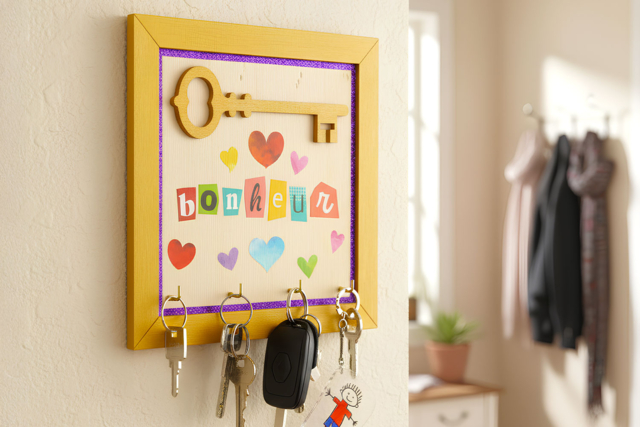 Soporte de pared para llaves de madera para montar - Porte-clés et range-clés pour Papa : une idée de cadeau personnalisé - 10doigts.fr