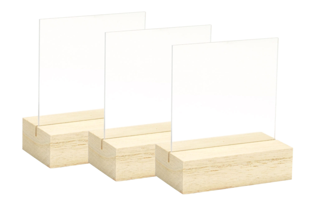 Mini Plexiglass Frames + Bases - 3 Pieces - 6 - Wooden Photo Frames - 10doigts.com - Cadres photo en bois à décorer - 10doigts.fr