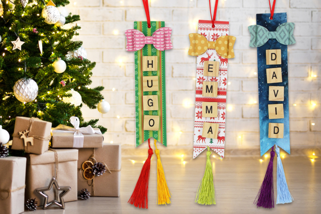 Suspensión de Navidad con nombre - Stickers fantaisies : personnalisez toutes vos créations - 10doigts.fr