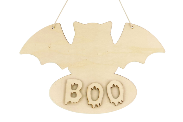 Wooden Bat Door Sign - 4 - Halloween Decoration Stands - 10doigts.com - Supports d'Halloween à décorer - 10doigts.fr