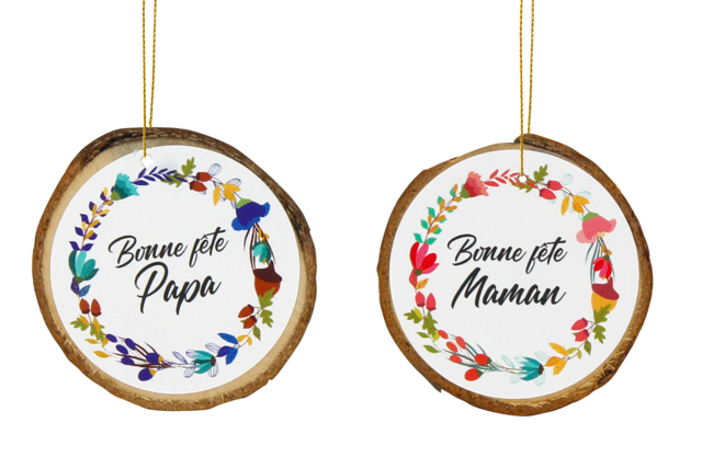 Wood Slice Ornaments + Strings - 12 Pieces - 8 - Christmas Wooden Objects - 10doigts.com - Décorations de Noël en bois - 10doigts.fr