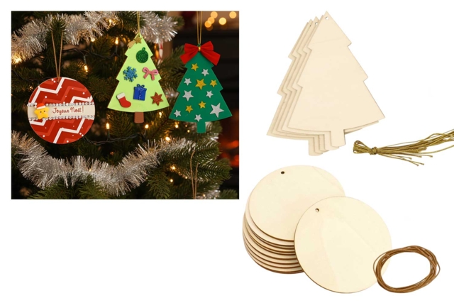 Wooden Ornaments to Decorate - Choose Your Shapes - 1 - Christmas Wooden Objects - 10doigts.com - Décorations de Noël en bois - 10doigts.fr